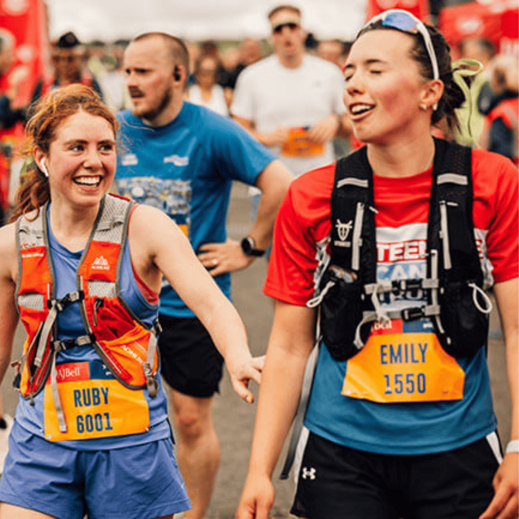 2 AJ Bell Great North 10k Runners smiling after finishing a marathon race