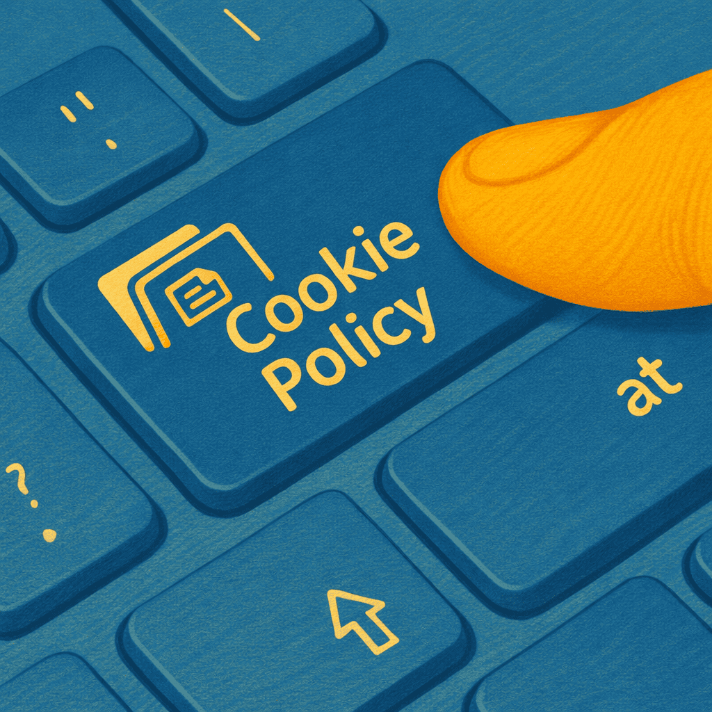 Finger pressing cookie policy keyboard key