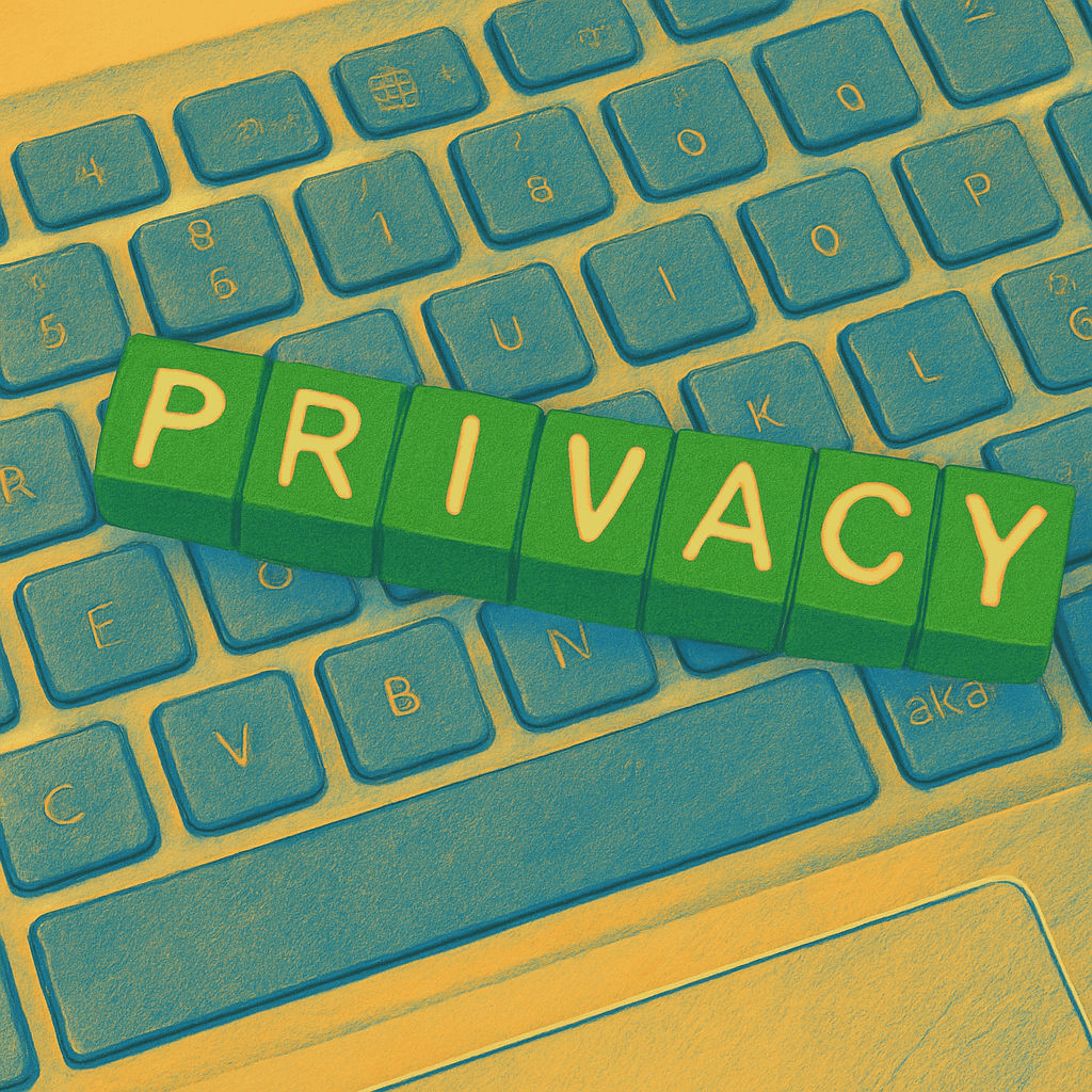 Privacy concept displayed on computer keyboard