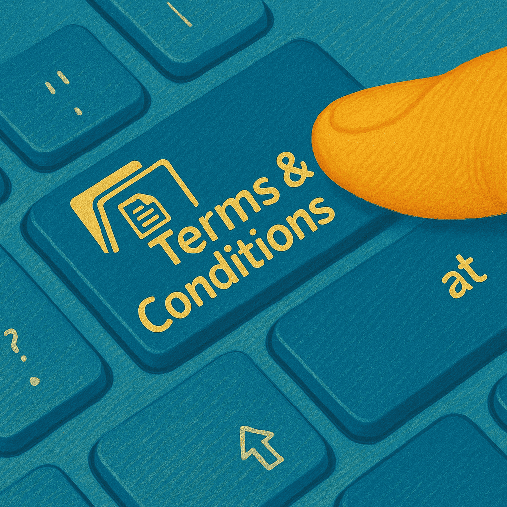 Finger pressing Terms and Conditions keyboard key