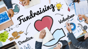 Fundraising appeal sat around a table planning