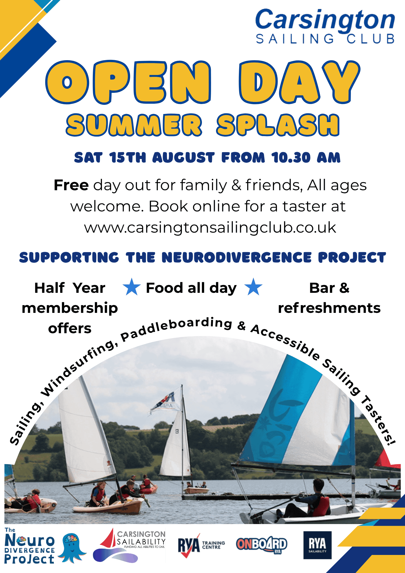 The Carsington Sailing Club Summer Splash Open Day Poster 1